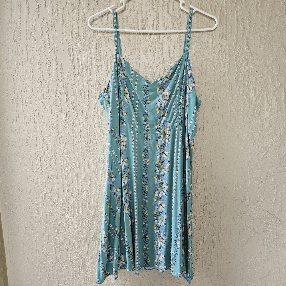 Old Navy Teal Floral Swing Dress Size XL
